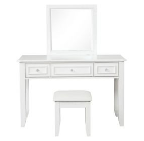 Naucalpan White Vanity Set with Stool