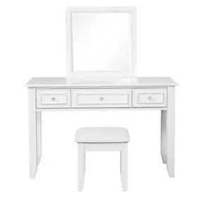Naucalpan White Vanity Set with Stool