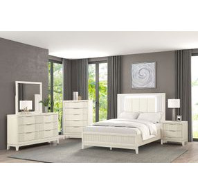Isadore Antique White Panel Bedroom Set with LED Light
