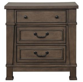 Huddersfield Dark Walnut 3 Drawer Nightstand with USB Charging