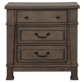 Huddersfield Dark Walnut 3 Drawer Nightstand with USB Charging