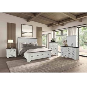 Hampstead White and Dark Brown Storage Panel Bedroom Set
