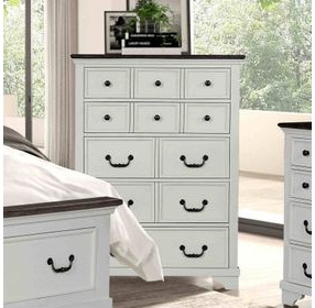Hampstead White and Dark Brown 5 Drawer Chest