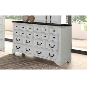 Hampstead White and Dark Brown 6 Drawer Dresser