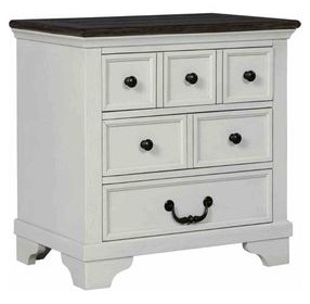 Hampstead White and Dark Brown 3 Drawer Nightstand with USB Charging