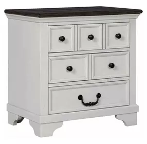 Hampstead White and Dark Brown 3 Drawer Nightstand with USB Charging