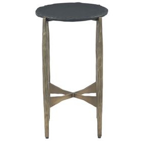 Odessa Antique Brass and Black Round Marble Top Nesting Side Table Set of 2