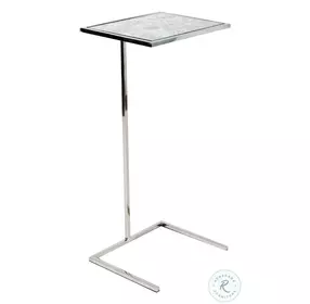 Fncmam Nickel And Antique Mirror Top Rectangular Cigar Accent Table