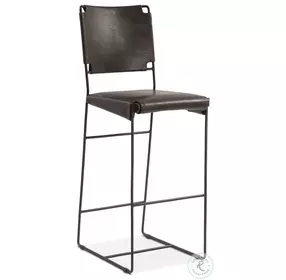 Melbourne Black Buffalo Leather Bar Stool