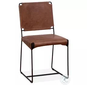 Melbourne Tobacco Leather Industrial Modern Dining Chair Set Of 2