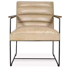 Melbourne Antique Ivory Leather Accent Chair