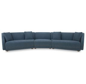 Fraser Deep Blue 3 Piece Modular Sectional with Slipper and Pillows