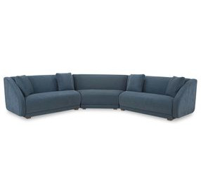 Fraser Deep Blue 3 Piece Modular Sectional with Wedge Slipper and Pillows