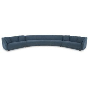 Fraser Deep Blue 5 Piece Modular Sectional with Pillows