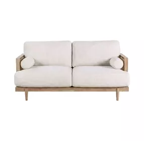 Alesund Beige And Light Oak 65" Loveseat