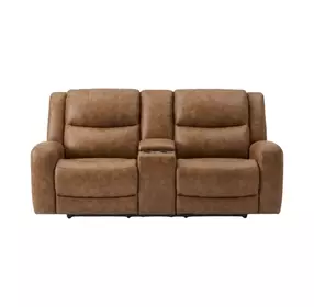 Leolinus Brown 79" Manual Reclining Loveseat with Console
