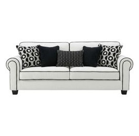 Viviani White and Black 87" Sofa