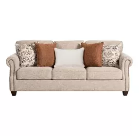 Buckhurst Taupe 87" Sofa with Nailhead Trim