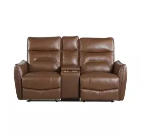 Terentius Caramel Brown 63" Power Reclining Loveseat with Storage