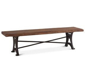 Blayne Natural Walnut and Antique Zinc 90" Dining Bench with Live Edge