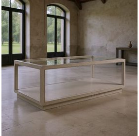 Glaze Bezel Rectangular Glass Top Occassional Table Set