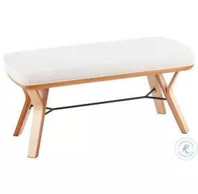 Folia Cream Fabric And Natural Wood Bench