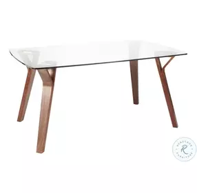 Folia Walnut Wood And Clear Glass Dining Table