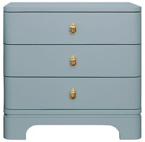 Fortune Light Blue Matte Lacquer Rectangular 3 Drawer Side Table