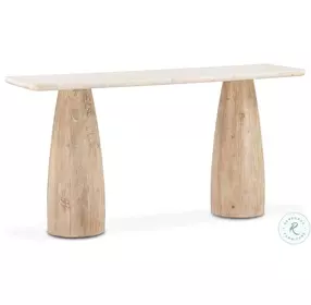 Palm Desert White Marble And Mango Wood Console Table