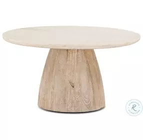 Palm Desert White Marble And Mango Wood Coffee Table