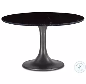 Palm Desert Natural Black Marble And Brushed Steel Tulip Dining Table