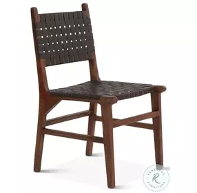 Lisbon Black Woven Leather Dining Chair