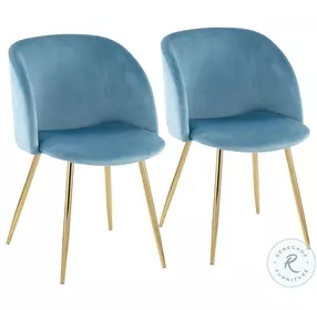 Fran Light Blue Velvet Luna Chair Set of 2