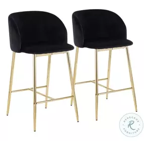 Fran Black Velvet And Gold Steel Counter Height Stool Set of 2