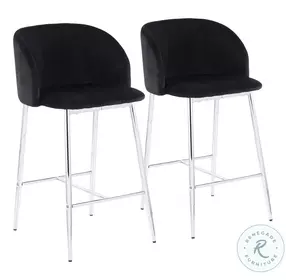 Fran Black Velvet And Chrome Counter Height Stool Set of 2
