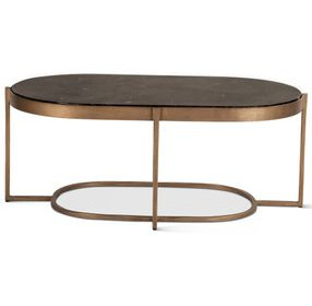 Fresno Brown and Black Oval Marble Top Cocktail Table