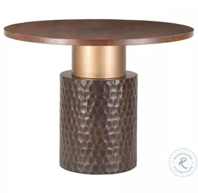 Vallarta Two Toned Carved Mango Wood Round Gathering Dining Table