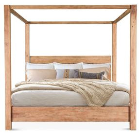 Mesa Brushed Acacia King Canopy Bed