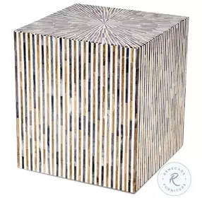 Alexandria Bone Inlay And Brass 24" Side Table
