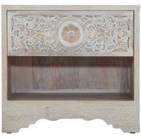 Haveli Heirloom White 1 Drawer Nightstand