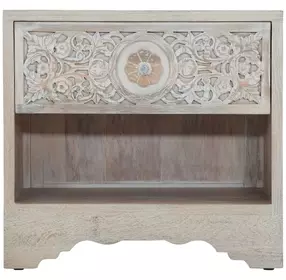 Haveli Heirloom White 1 Drawer Nightstand