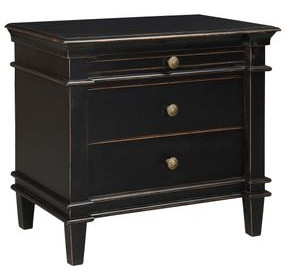 Trento Distressed Black 3 Drawer Nightstand
