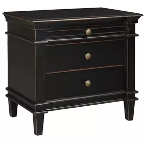 Trento Distressed Black 3 Drawer Nightstand