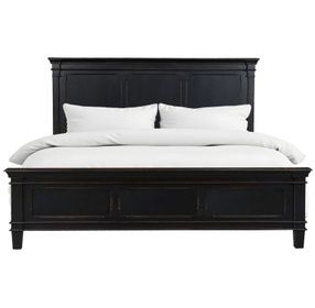 Trento Distressed Black King Panel Bed