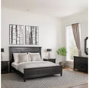 Trento Distressed Black Panel Bedroom Set