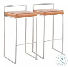 Fuji Camel PU And Stainless Steel Stacker Bar Stool Set of 2