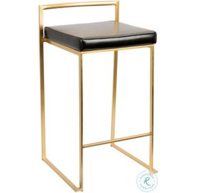 Fuji 26" Gold And Black Bar Stool Set of 2
