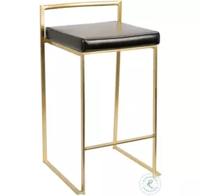 Fuji 26" Gold And Black Bar Stool Set of 2