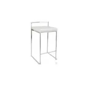 Fuji White Counter Height Stool with Steel Legs Set of 2