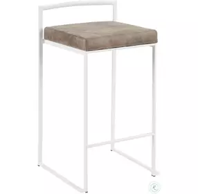 Fuji White and Brown Cowboy Counter Stool Set of 2